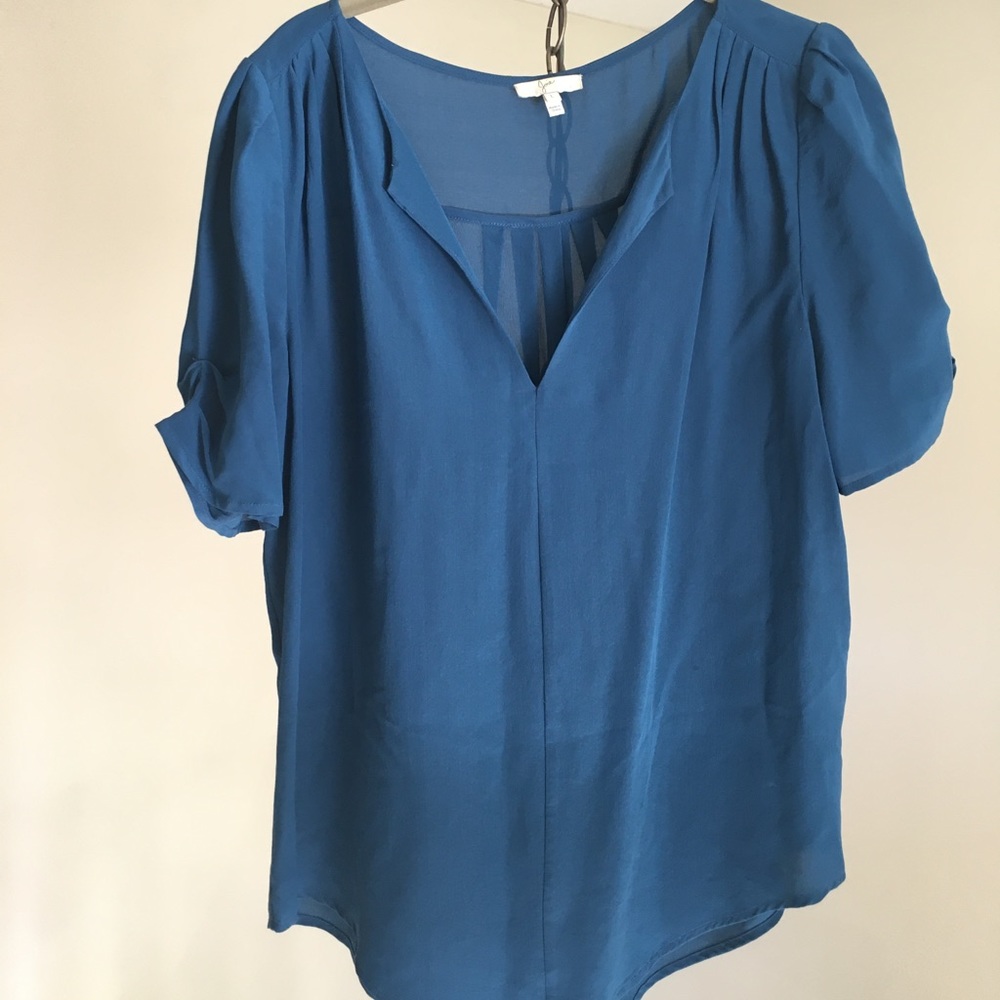 Josie blue silk blouse, Large